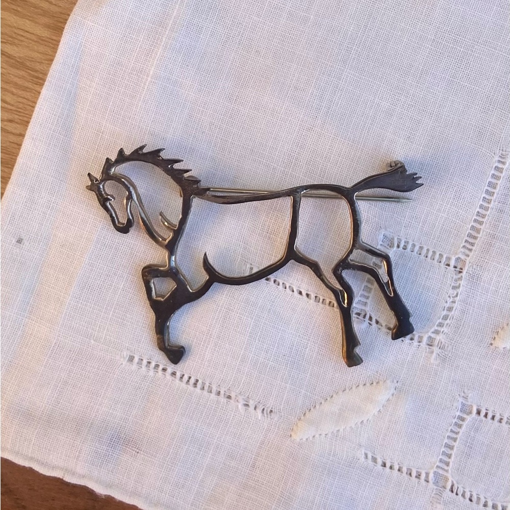 Vintage Silver Horse Brooch